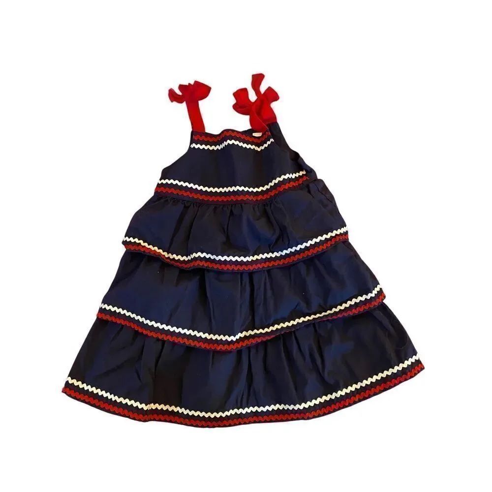 Gymboree, baby girls, Fourth of July, red white and blue tiered dress, 12/18 mon